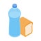 Bread and water for refugees icon, isometric style