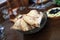 Bread in wooden basket