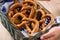Breadbasket with traditional Bavarian pretzels