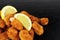 Breadcrumb Covered Fried Scampi On Slate Background