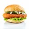 Breaded chicken burger with fresh salad