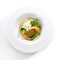 Breaded Fried Halibut Fillet with Parsnip Puree Isolated