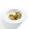 Breaded Fried Halibut Fillet with Parsnip Puree Isolated