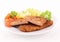 Breaded meat and vegetables