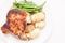 breaded pork chop with herb potatoes