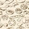 Breads and pastries hand drawn tilable background