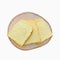 Breads slice with cheese on isolated white background.