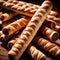 Breadstick, long small sticks of freshly baked bread, food meal staple