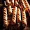 Breadstick, long small sticks of freshly baked bread, food meal staple