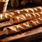 Breadstick, long small sticks of freshly baked bread, food meal staple