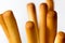 Breadsticks on white background