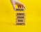 Break away from bad habits symbol. Wooden blocks with words Break away from bad habits. Beautiful yellow background. Businessman