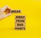 Break away from bad habits symbol. Wooden blocks with words Break away from bad habits. Beautiful yellow background. Businessman