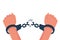 Break the chain handcuffs. Symbol of freedom
