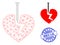 Break Textured Seal Stamp and Web Carcass Break Valentine Heart Vector Icon