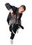 Breakdance performer on white background