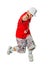 Breakdance performer on white background