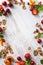 Breakfast Background with Cereals, Cherry, Apricot, Strawberry