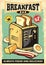 Breakfast bar retro poster idea with toaster and toast