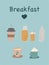 Breakfast beverages coffee juices milk tea