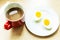 Breakfast, Boiled eggs with coffee