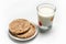 Breakfast buckwheat bread and a glass of milk