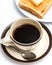 Breakfast Butter Toast Indicates Black Coffee And Bread