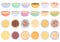 Breakfast cereal icons set cartoon vector. Granola snack