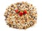 Breakfast cereals and Strawberries, oatmeal with strawberries, candied fruits, raisins and nuts, as background