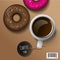 Breakfast - coffee and donuts. vector object file