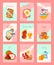 Breakfast concept set of cards or banners vector illustration. Healthy start day. Eating in the morning. Good morning