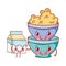 Breakfast cute bowl with cereal and milk box cartoon