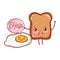 Breakfast cute fried egg and bread kawaii cartoon