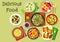 Breakfast dishes icon for healthy food design