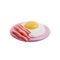 Breakfast egg and bacon on pink plate vector illustration