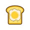 Breakfast egg and toast. Light breakfast toast and two fried eggs. Morning meal vector. Toast icon isolated. Good