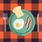 Breakfast eggs with bacon vector