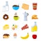 Breakfast Flat And Icons Set