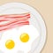 Breakfast flat illustration eggs bacon