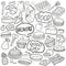 Breakfast Food Traditional Doodle Icons Sketch Hand Made Design Vector