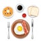 Breakfast foods vector top view illustration