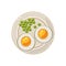 Breakfast with Grilled Eggs and Green Peas Served