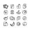 Breakfast hot meal line vector icons