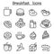 Breakfast icon set in thin line style