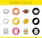 Breakfast items icons set