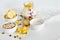 Breakfast in a jar: cornflakes, banana, fresh berries, granola, yogurt on a light background. The concept of healthy eating, high-