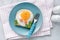 Breakfast for kids. Egg toast with funny cute food art