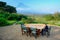 Breakfast at luxury camp overlooking a volcano in the Virunga Na