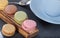 Breakfast of macarons wooden splint