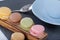 Breakfast of macarons wooden splint